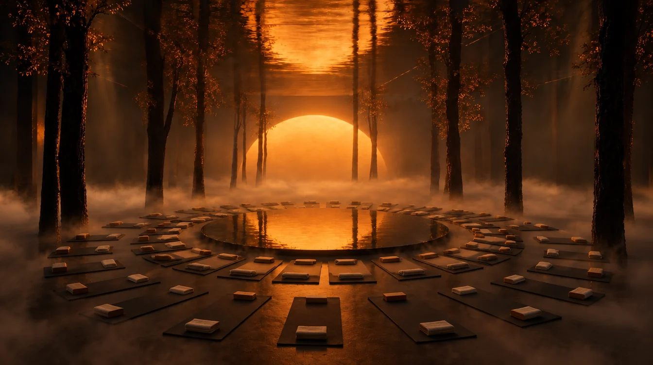 Espacio vacío para yoga frente al sol ámbar